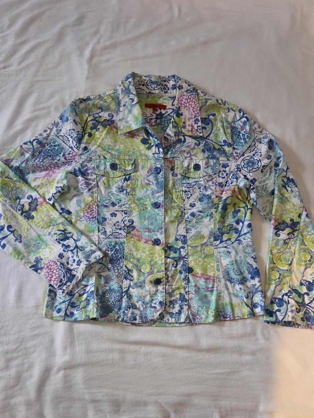Women's Patchwork Floral Jean Jacket - Multi-Color